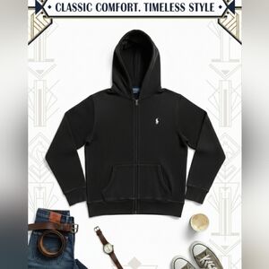Polo Ralph Lauren Black Full‑Zip Hoodie Sweatshirt (Men’s)